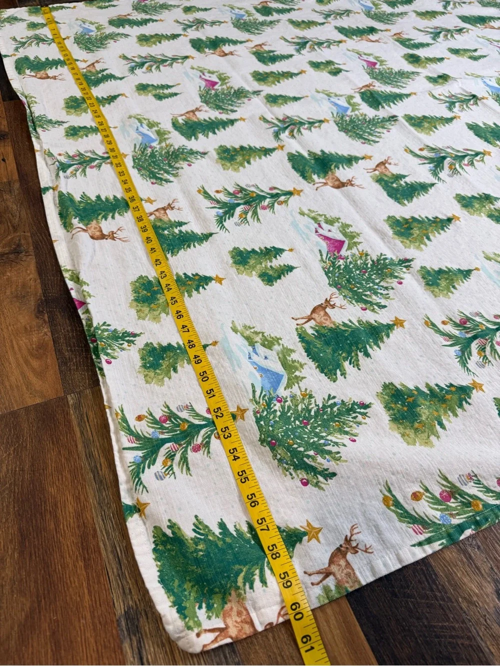 Twinkle Town Christmas Tree Deer Cabin Lodge Tablecloth